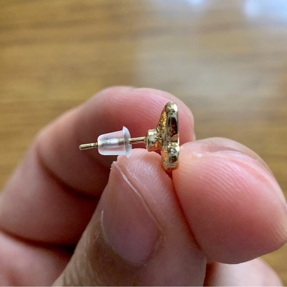 Gold Small Butterfly Stud Earrings - Picture 6 of 8